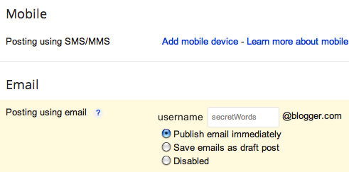 Blogger post by email